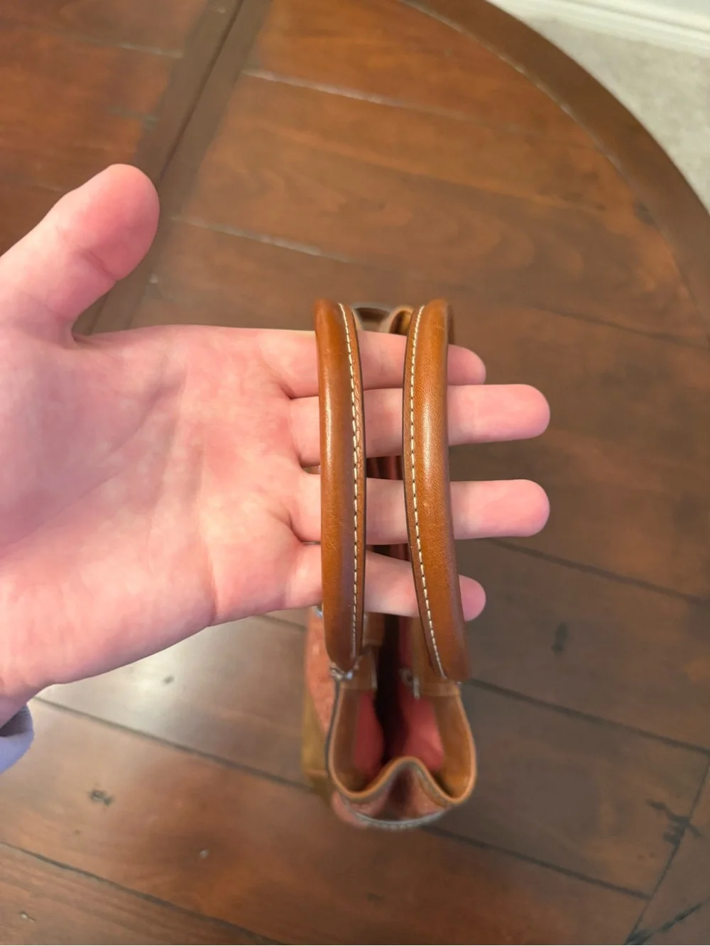 Coach Red Tweed and Brown Leather Top-Handle Satchel - Picture 8 of 15